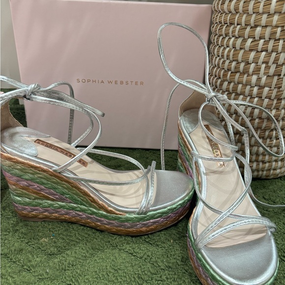 Sophia Webster Silver Multi-Color Wedge Sandals - NEW WITH TAGS - Picture 5 of 5